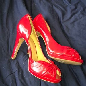 Red Open toed 4” heels
